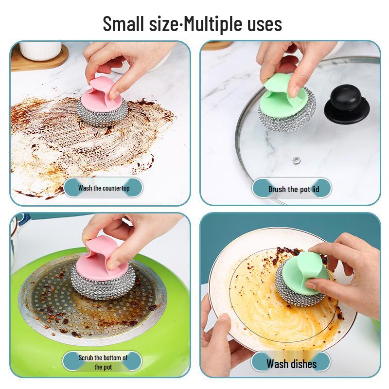 Velký kartáč z nerezové oceli s rukojetí pro čištění kuchyně