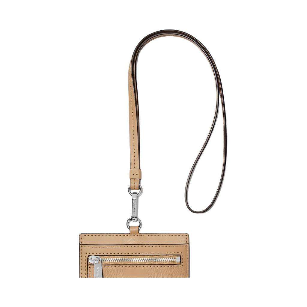 Michael Kors MK Jet Set Travel Silver Logo Detachable Strap Saffiano Leather Card Holder Men accessories Beige 35S3STVD3L-CAMEL