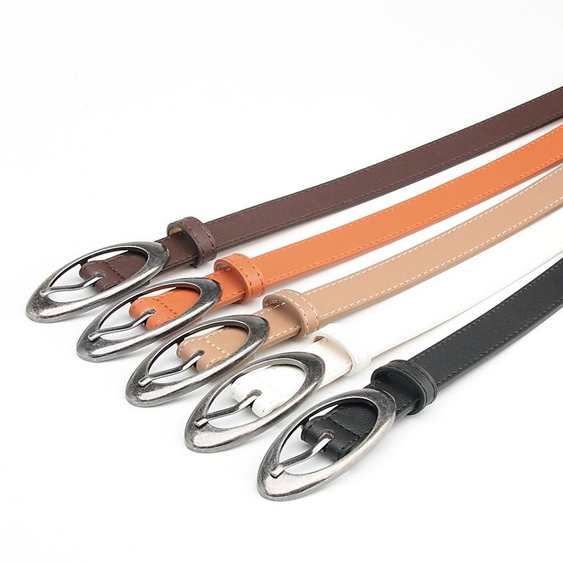Korean Oval Alloy Pin Buckle Women's Belt - Versatile Style for Dresses & Jeans