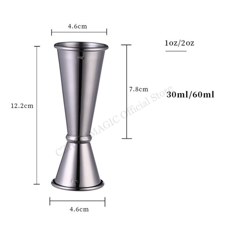 30/60ml Cocktail-Jigger aus Edelstahl, Japanischer doppelter Oz Spirituosen-Messbecher, Bar-Werkzeuge, Küche, Party, Club, Getränkemarkierungen
