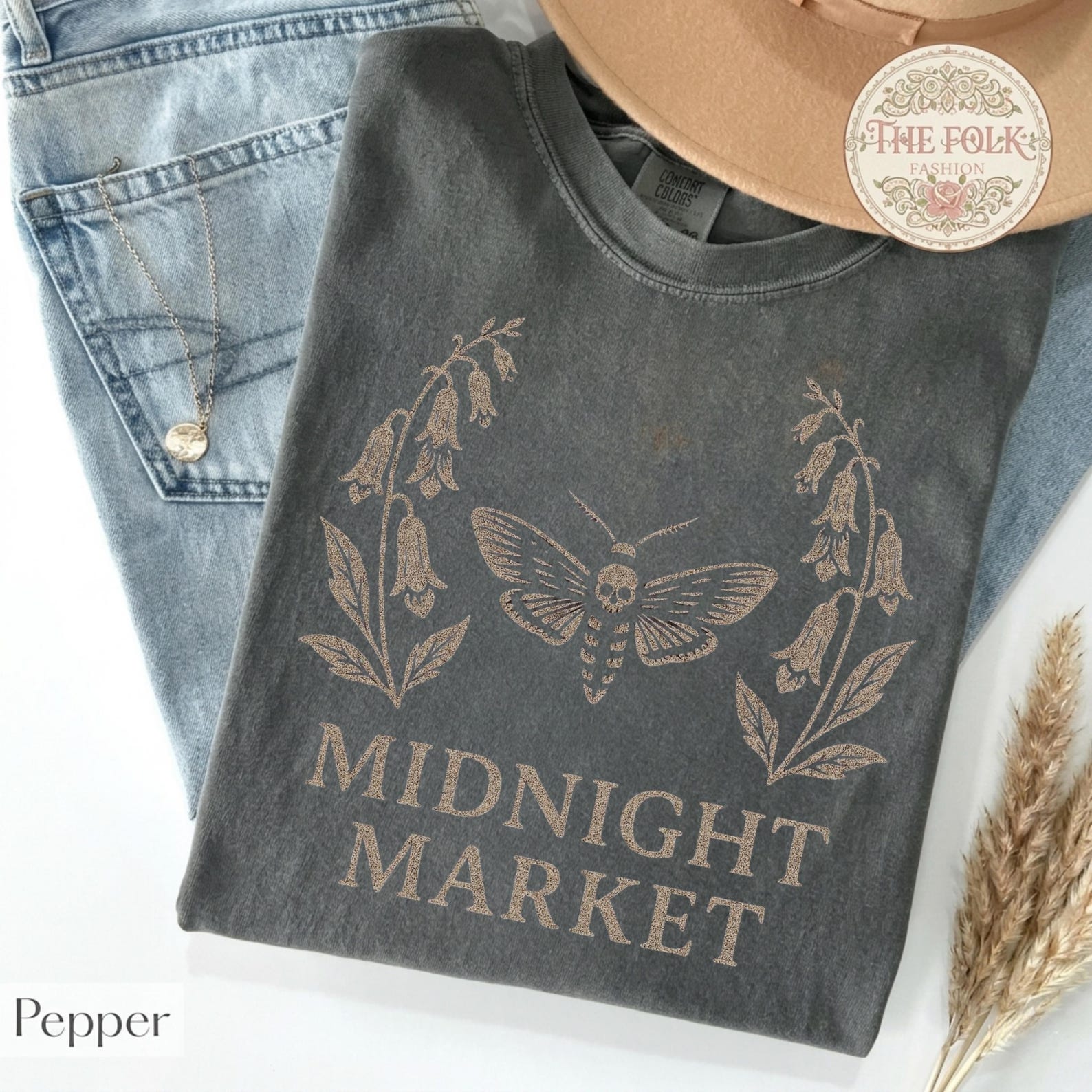 Midnight Market Shirt, Death Head Moth T-shirt, Whimsigoth Witchy Clothing, Vintage Halloween Shirt, Comfort Colors Gothic Fall Tee XL