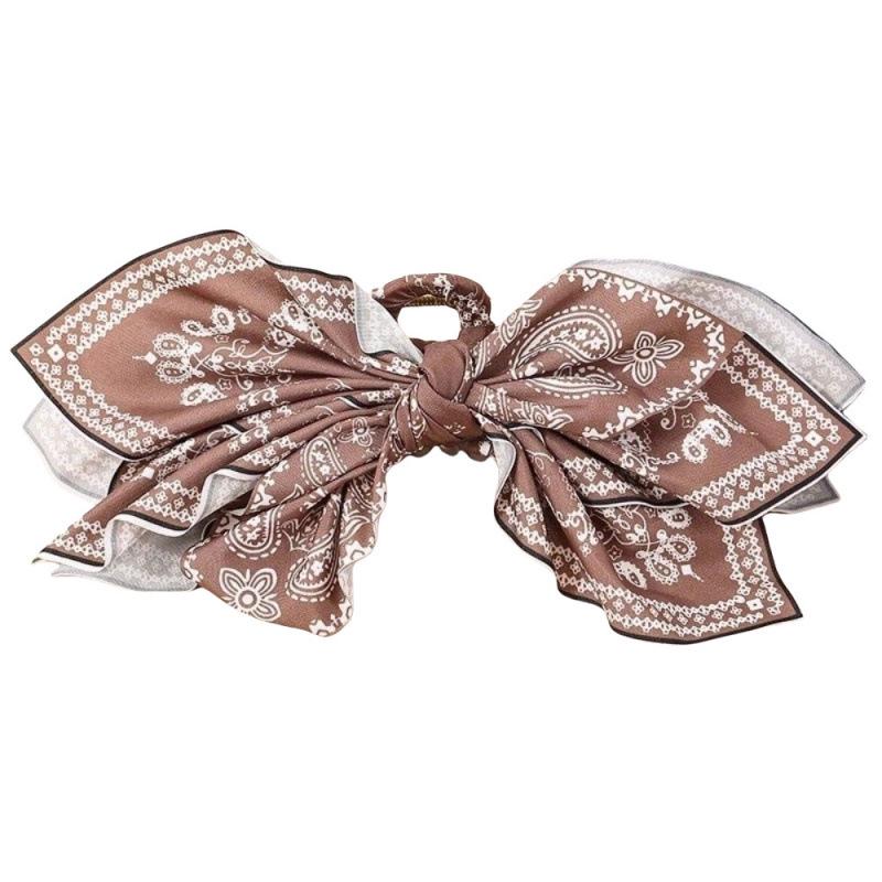 Double-Sided Cashew Flower Bow Hair & Heart Claw Clip Set - Summer Shark Clip Fashion Ponytail Accessories