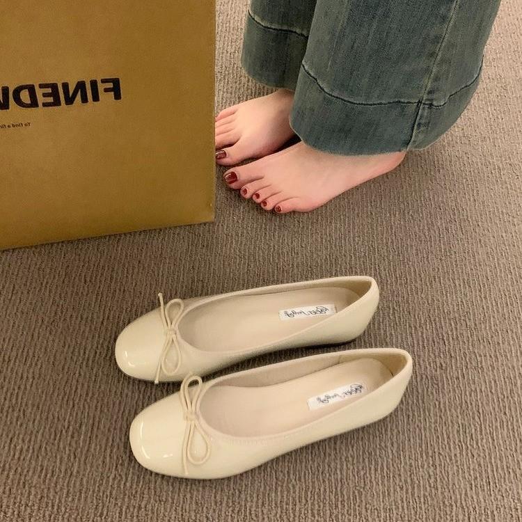 Spring Butterfly-knot Women Ballet Flats Shallow Slip On Casual Soft Sole Women's Leather Shoes 2025