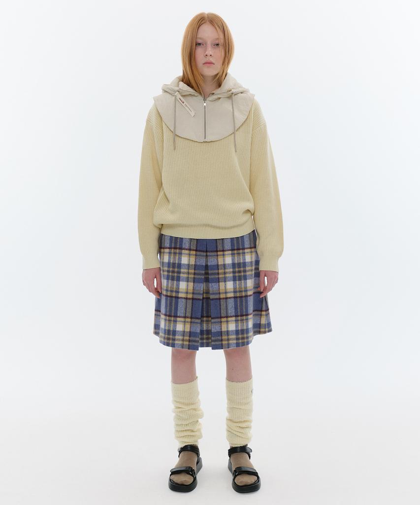 Oioi Collection Tartan Check Mid Skirt_Blue