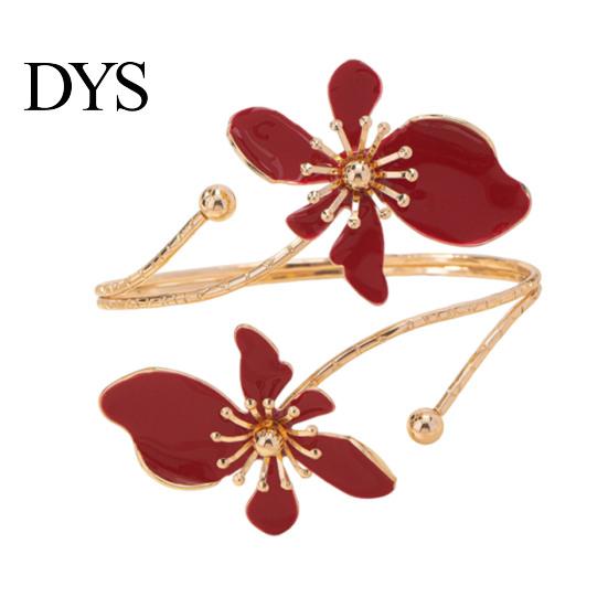 Floral Cuff Bracelet Flower Arm Women Upper Adjustable Open Delicate Wrist Jewelry Bangle Armlet for Party Wedding Holiday Metal