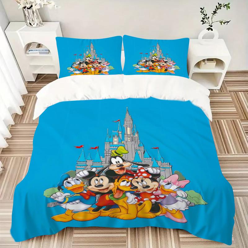 3pcs Disney Characters Quilt Set Soft and Comfortable Bedroom, Guest Room and Dorm Decor Bedding Set W019