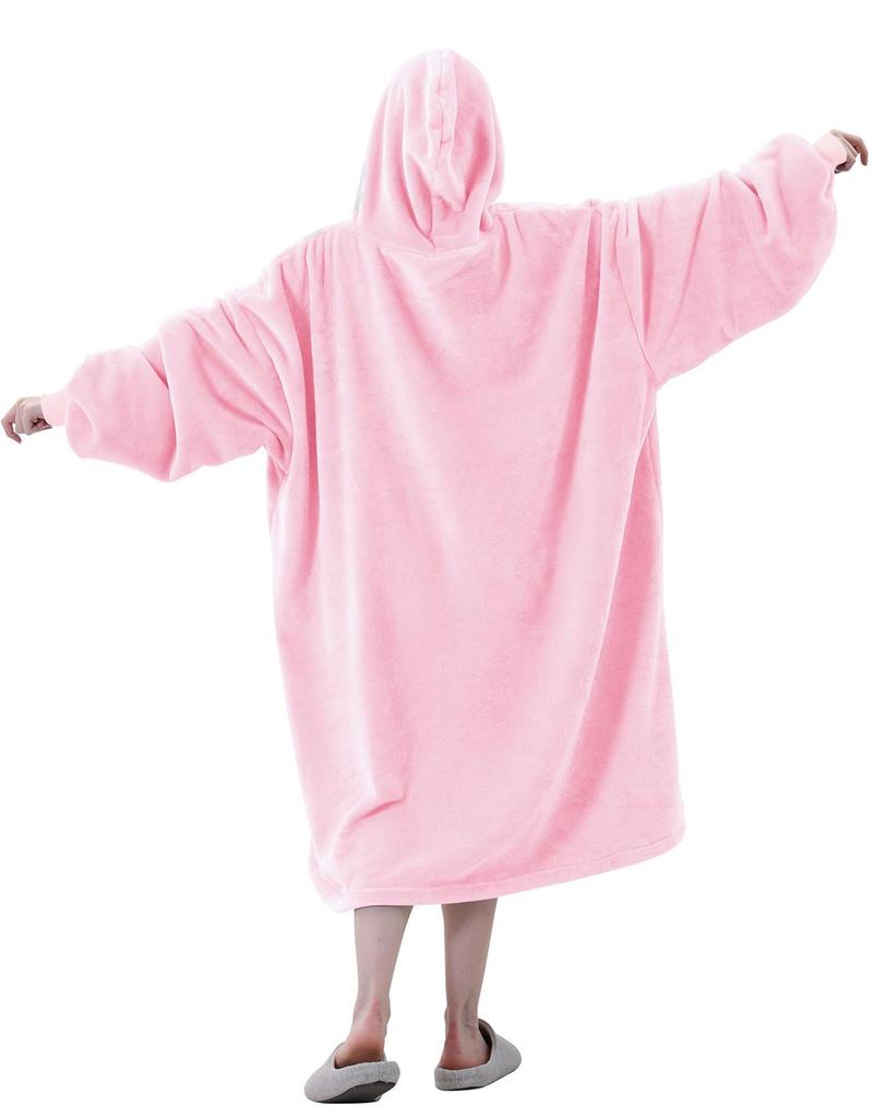 Flannel Lazy Wearable Blanket Hoodie for Indoor & Outdoor Cold-Weather Comfort