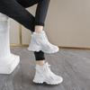 Women's Large Size Thick Sole Winter Warm Fur Snow Boots Padded Lined Ankle Boots Anti-slip Hiking Sneakers High Cotton Boots