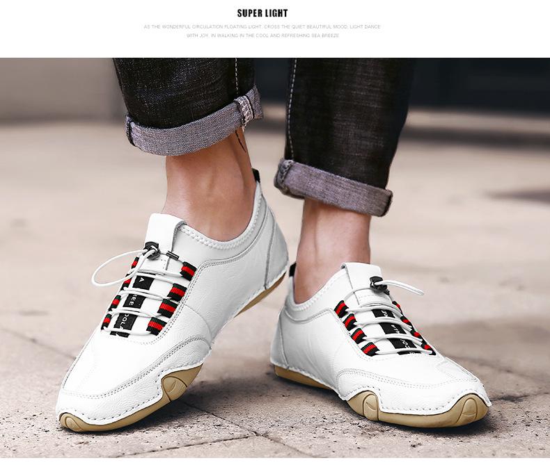 Men's Octopus Leather Loafers - Large Size, Casual, Flat Bottom Driving Shoes with Elastic Band