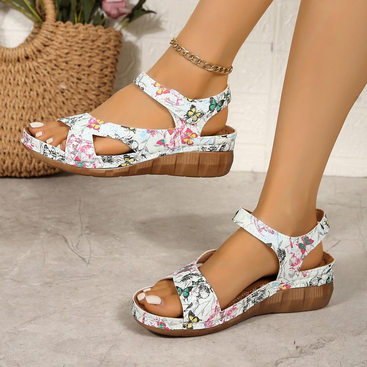 

Fashion Women Plus Size Sandals Classics Round Head Peep Toe Wedges Shoes Casual Outdoors Beach Sandalias De Mujer 43