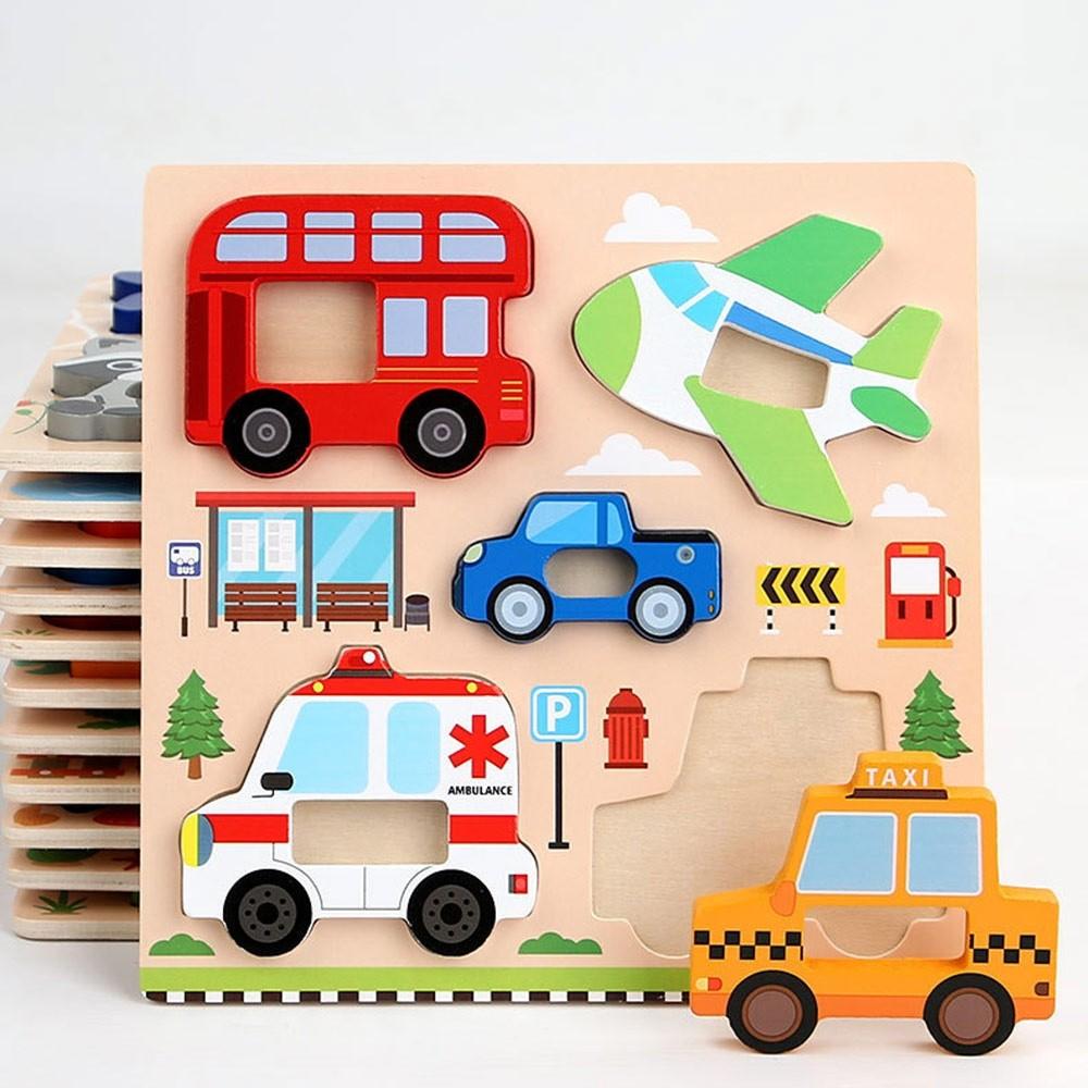 3D Wooden Puzzles Safe Cute Animal Series Intelligence Puzzle Toys Portable Cartoon Animals Puzzles Children Educational Toys