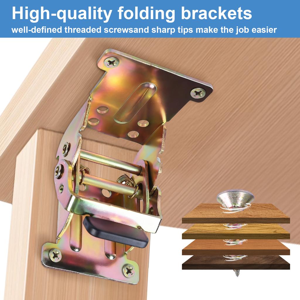 Folding Bracket 0° 90° 180° Iron Folding Lock Extension Table Chair Bed Leg Foldable Support Brackets Hinge Self Lock Hinges