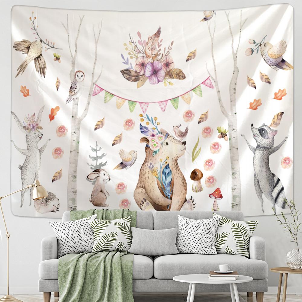 Cartoon Illustration Tapestry Wall Hanging Hippie Tapiz Psychedelic Witchcraft Art Tarot Card Kawaii Room Home Decor