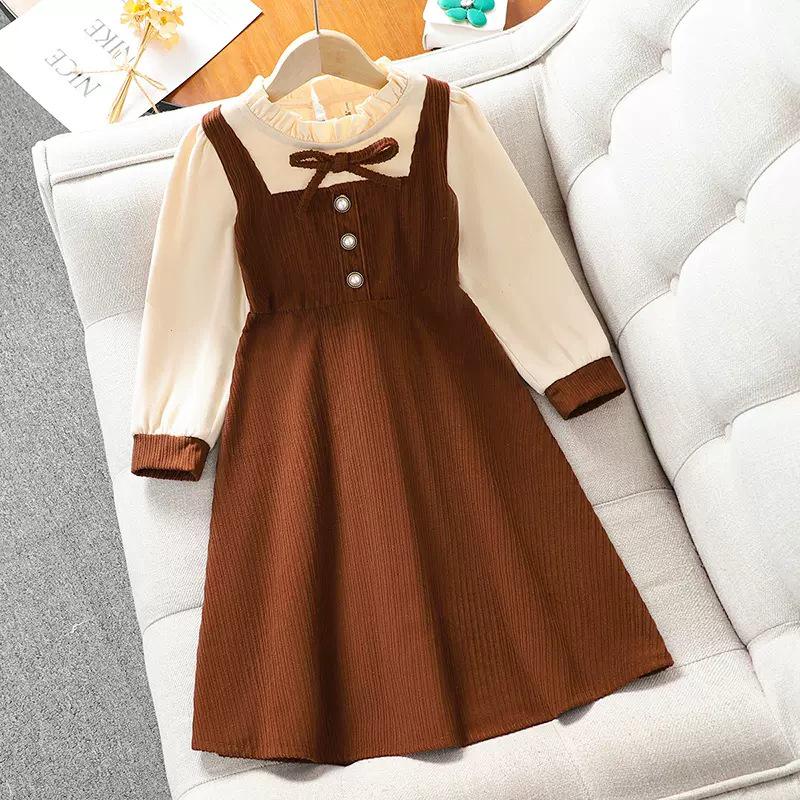 Girls' Spring Princess Style Sweet Two-Piece Dress