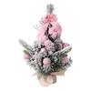 Snowy Mini Christmas Tree Small Tabletop Artificial Flocked Tree with Balls Bow And Cloth Bag Base for Home Office Desk Decor
