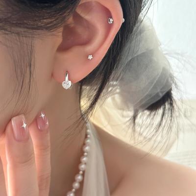 999 kolczyki z cyrkoniami ze srebra próby 925 na całe ciało proste niszowe kolczyki miłosne lekki luksus high-end wykwintna biżuteria na uszy nowe