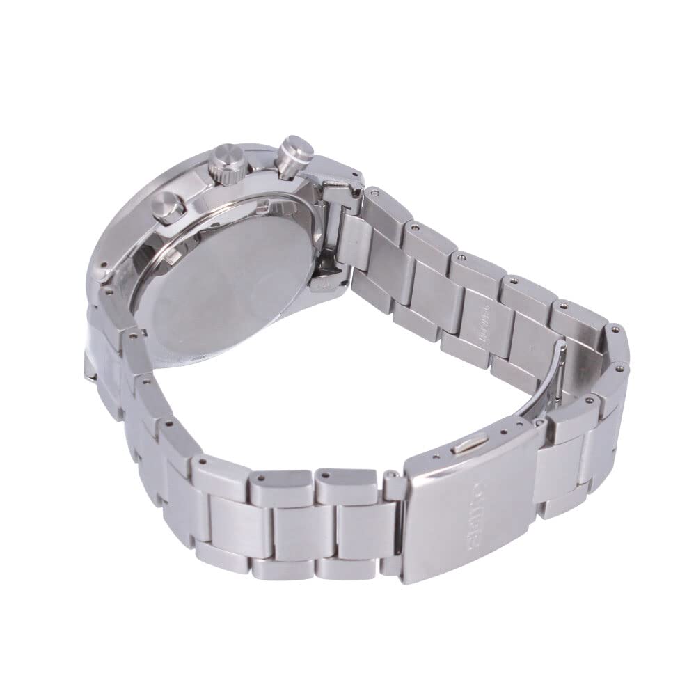 Seiko Watch Men's Waterproof Quartz Analog Chronograph Stainless Steel Metal Silver Black SSB397P