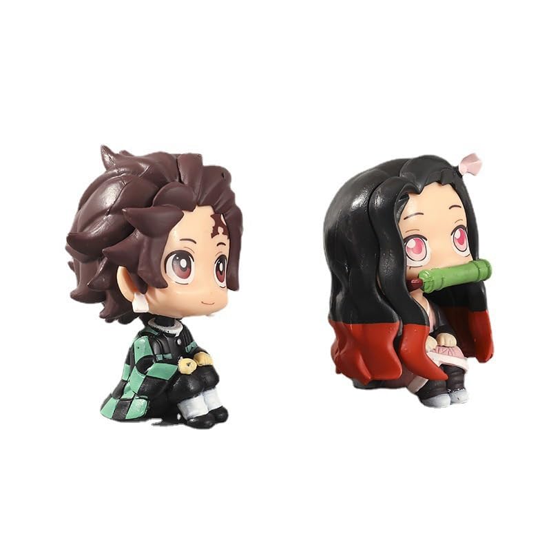 Demon Slayer Rukappu Kamado Tanjiro Kamado Nezuko Set Anime Mini Kamado Tanjiro Figurka 10cm Q Verze Anime Figurka Figurka, Soška, [Použité]