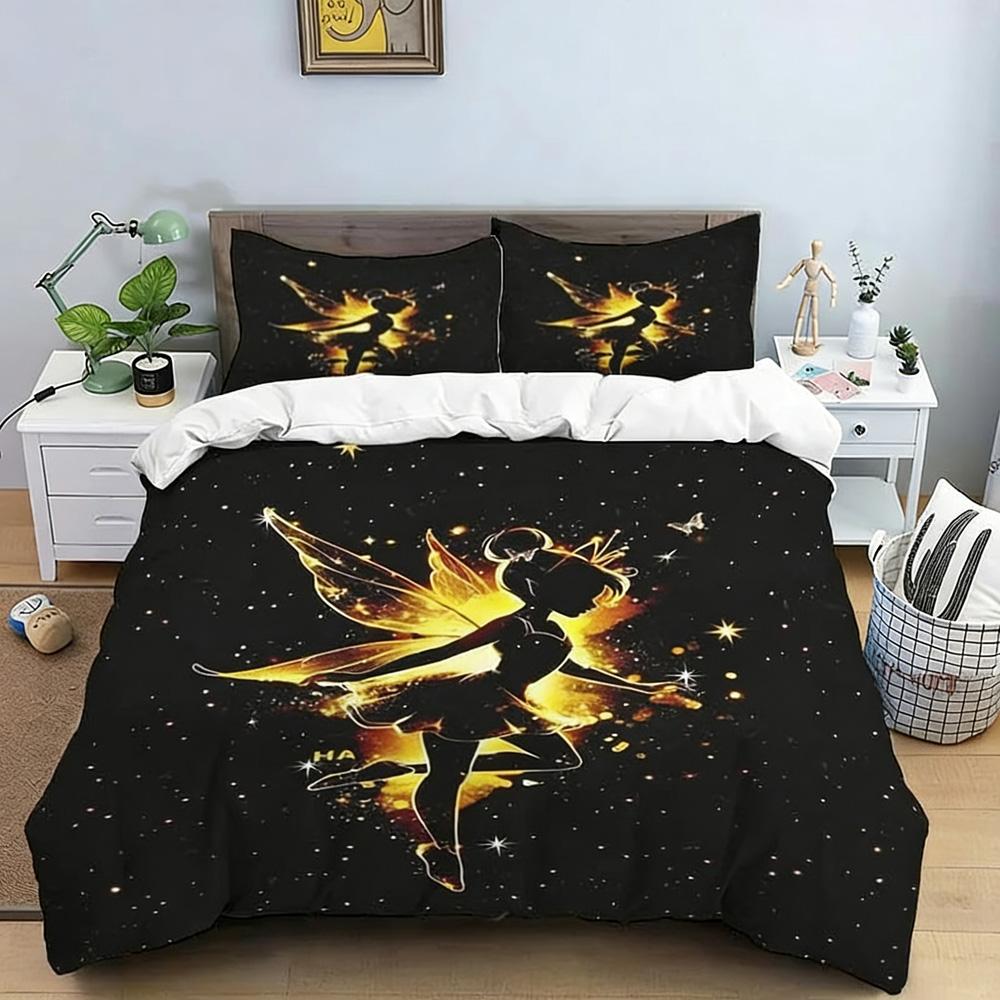 Cartoon Tinker Bell Duvet Cover Pillowcase Monster Bedding Set Boy Girl Bedroom Decoration Children Single Double Size