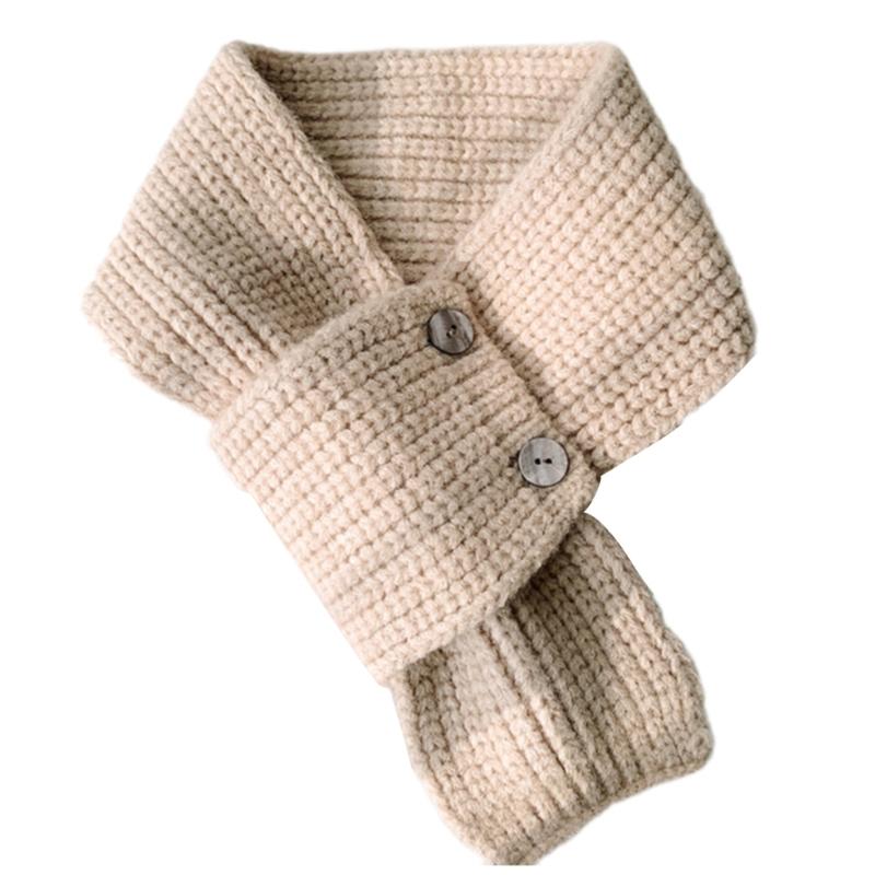 Solid Color Knitted Scarf with Button Closure Fashion Crossed Neck Gaiter Outdoor Neck Wrap Accessory for Winter Warmth