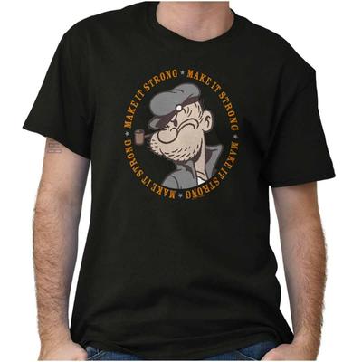 Make It Strong Funny Popeye Cartoon Sailor Adult Short Sleeve Crewneck Tee