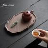 High-End Schwarznuss-Holz Trockenbrüh-Tisch Teetablett Topfhalter Topfbasis Antiker Trockenaufgusstisch Chinesische Tee-Dekorationen