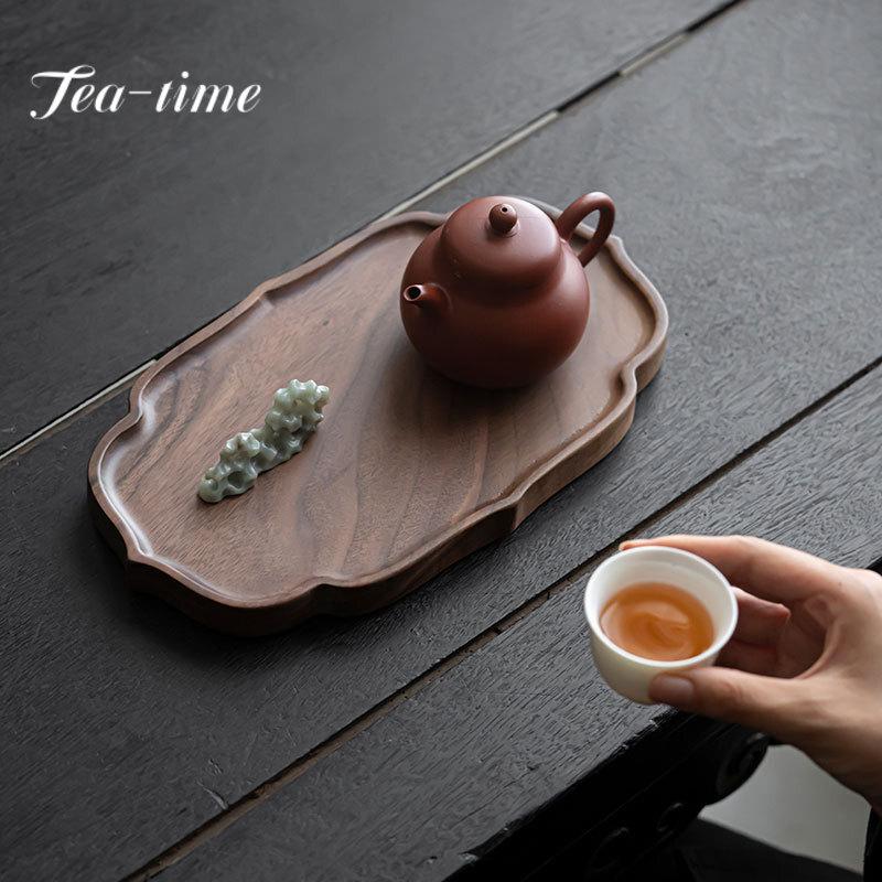 High-End Schwarznuss-Holz Trockenbrüh-Tisch Teetablett Topfhalter Topfbasis Antiker Trockenaufgusstisch Chinesische Tee-Dekorationen