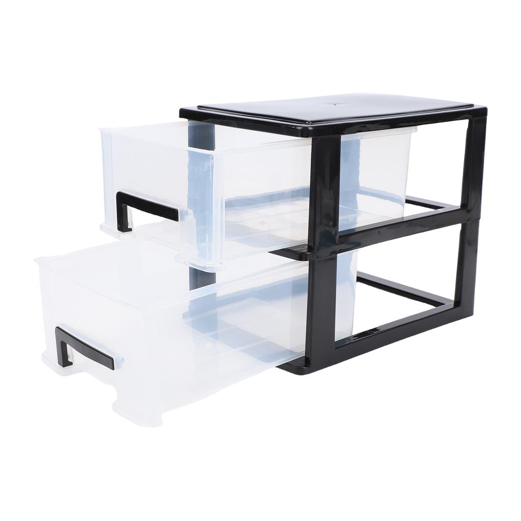 Schreibtisch mit 2 Schubladen, Kunststoff, stapelbar, transparent, Desktop-Aufbewahrungsbox für Büromaterial, für Zuhause, Wohnheim