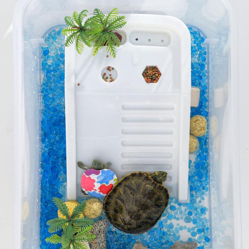 Plastic Transparency Turtle Tank House with Areas To Breed Feed Swim Bask Indoor Enclosure Water Turtles Cage Reptile Habitat