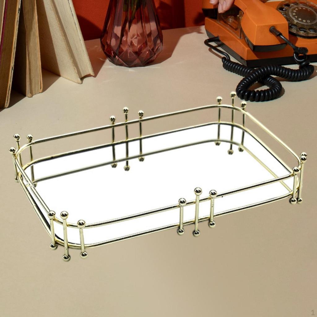 Decorative Mirror Tray Gold Vanity Bathroom Tray,Makeup Organizer,Serving for Cafes