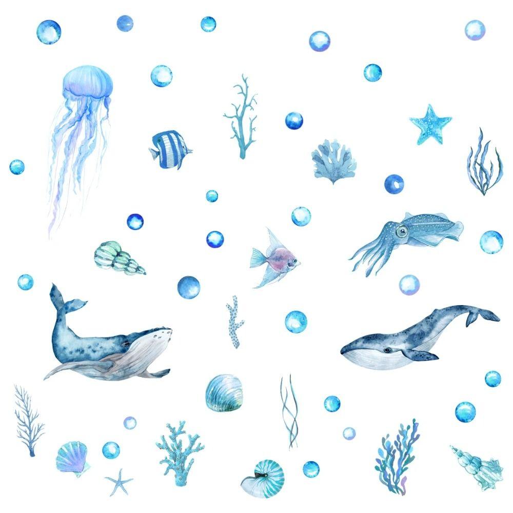 

Background Wall Blue Jellyfish Nightlight Decal Sea Animal Wallpaper Luminous Sticker Glow Stickers 2pcs/set