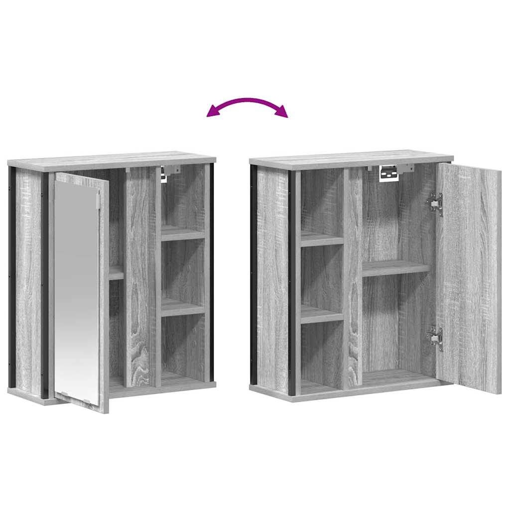 Wall Mounted Bathroom Cabinet with Mirror Grey Sonoma 50 x 21 x 60 cm