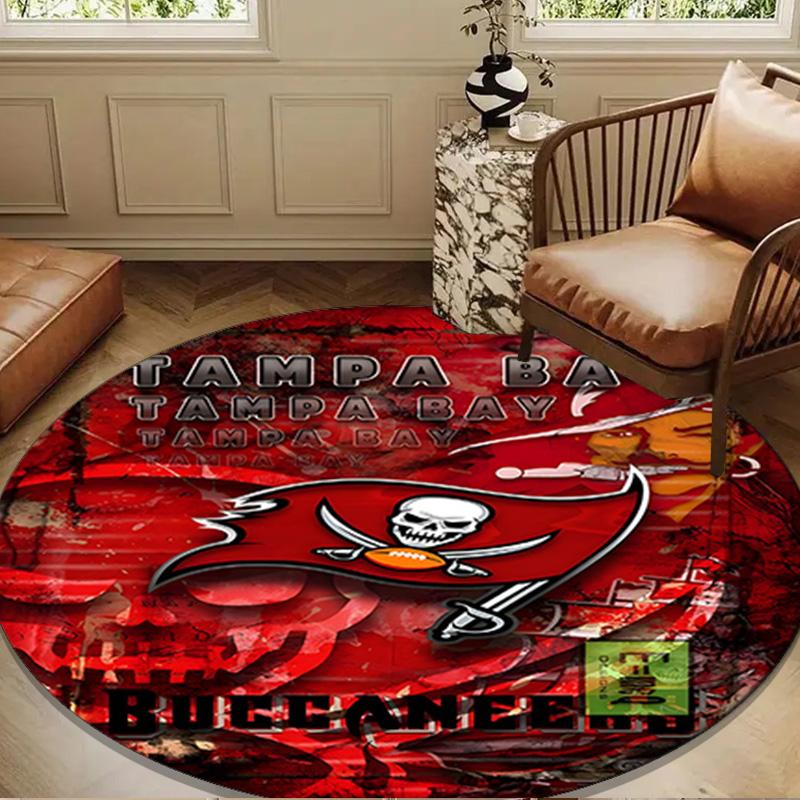 Tampa Bay Buccaneers Logo Round Mat, Anti-slip Circle Carpet Chair Rug For livingroom,Bedroom, Doormat Home Decor Gift Christmas Gifts