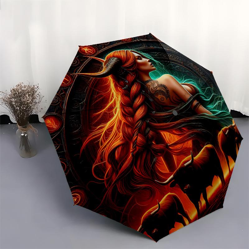 Fantasy Bull Rider Art Print: Unique Wall Decor for Your SpaceUmbrella, Portable 3-Fold Compact Umbrella for Men & Women Gift