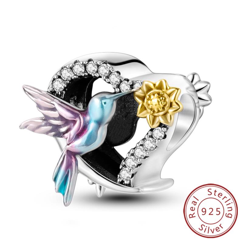 New Copper Charms Pendant Sunflowers Heart Beads Fit Original Bracelets Charm Diy Jewelry Gifts Making