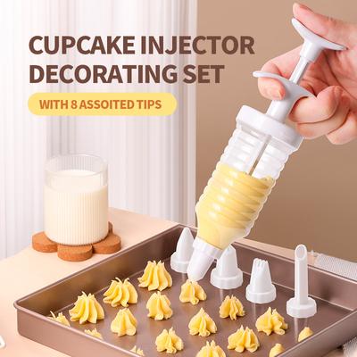 Ensemble Pistolet à Décorer Crème Gâteau 8 Pièces Douille en Plastique Pâtisserie Dessert Muffin Maker Outil de Pâtisserie Accessoires de Cuisson