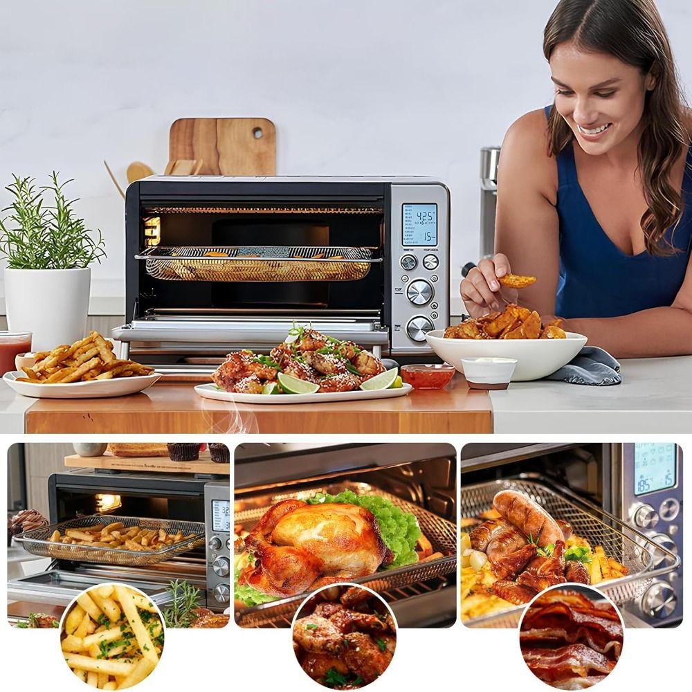 304 Stainless Steel Air Fryer Baking Net Dishwasher Safe Oven Crisper Tray Kitchen