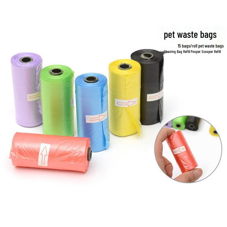 Solid Color Pet Waste Bags with Paw Prints - Dog and Cat Poop Disposal