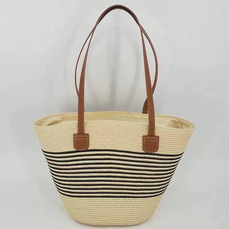 Beach Vacation Straw Bag New Shoulder Bag Summer Straw Tote Bag Large Capacity Portable Woven Bag