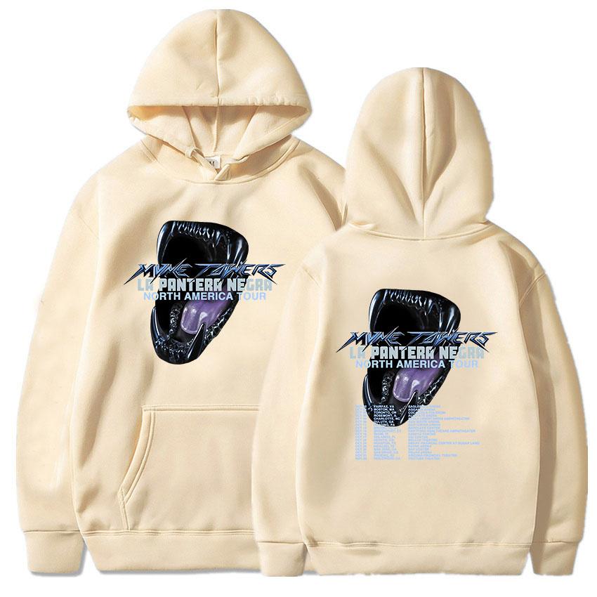 La Pantera Negra Tour Hoodies Myke Towers Rapper Printing Sweatshirts Hip Hop Streetwear Winter Fall Fleece Men Pullovers
