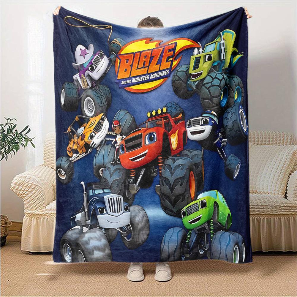 1pc Blaze and the Monster Machines (3) Blanket, Gift, for Men and Women, Soft Blanket, Good for Sofa Bed Couch Travel, Lightweight Flannel Blanket