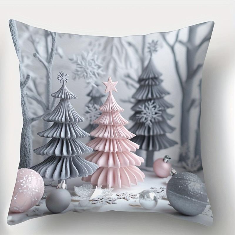 Růžové a šedé povlaky na polštáře s vánočním potiskem: Slavnostní dekorace pro váš domov pohovky, povlaky na polštáře do ložnice, sváteční dárky
