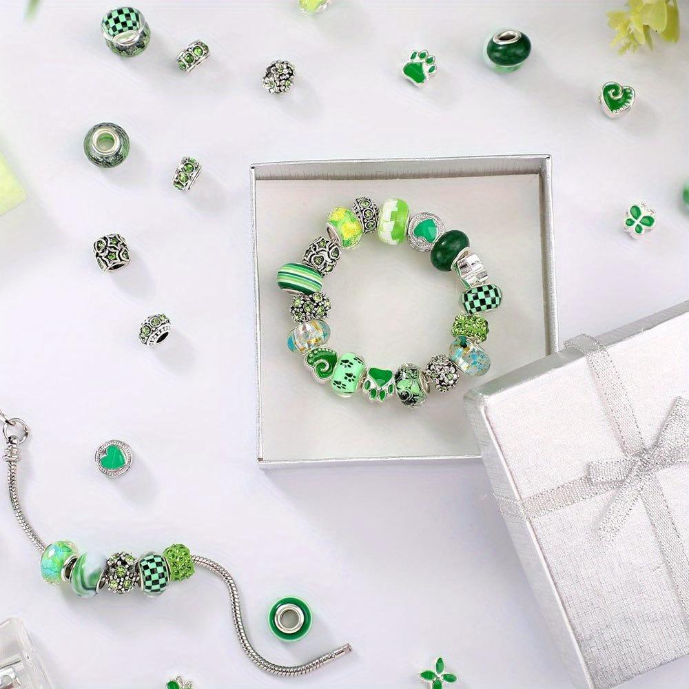 7/14/21 Stück Harzmaterial Grüne Serie Großlochperlen Zufälliger Stil Bastel Zwischenperlen DIY Armband Halskette Ohrringe Schlüsselanhänger Schmuckzubehör