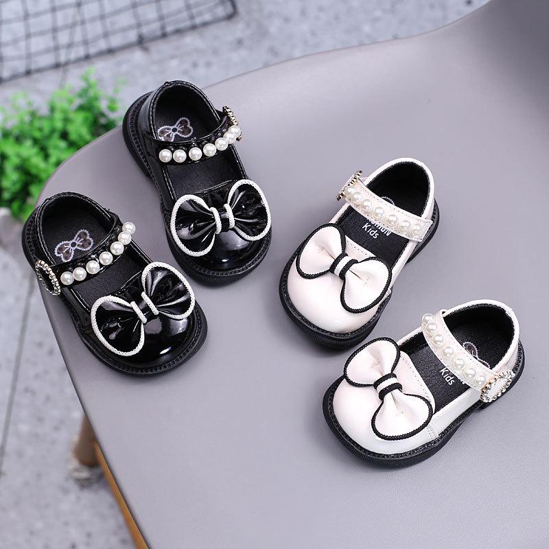 Spring & Autumn Baby Girl Leather Bow Princess Shoes - Soft Sole First Walker 0-3 Toddler