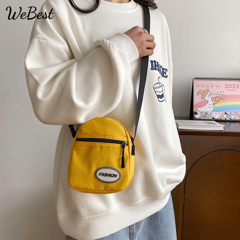 

Korean Utility Crossbody Bag Unisex Color-Block Phone Purse білий