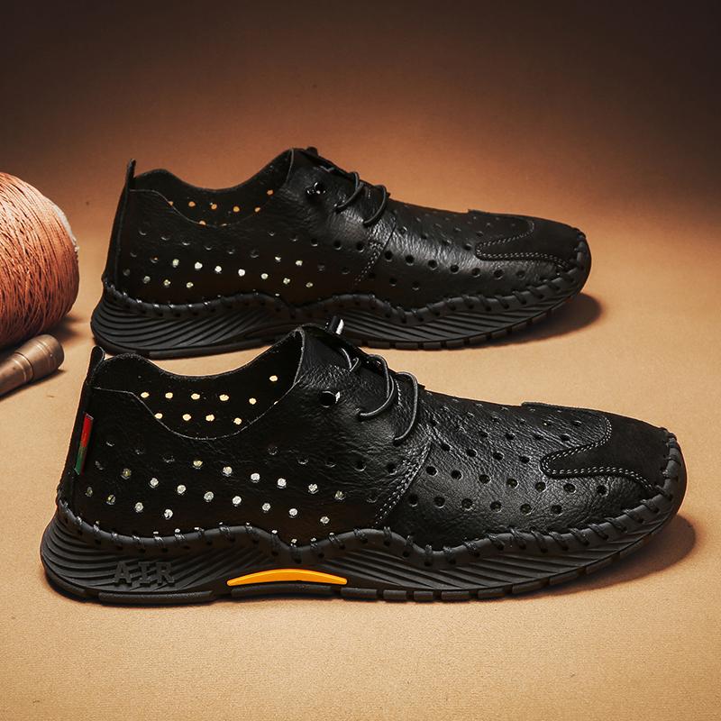 Pantofi casual pentru bărbați din piele de înaltă calitate, pantofi de mers respirabil, pentru bărbați, pantofi de vară lucrați manual, pantofi de conducere moi