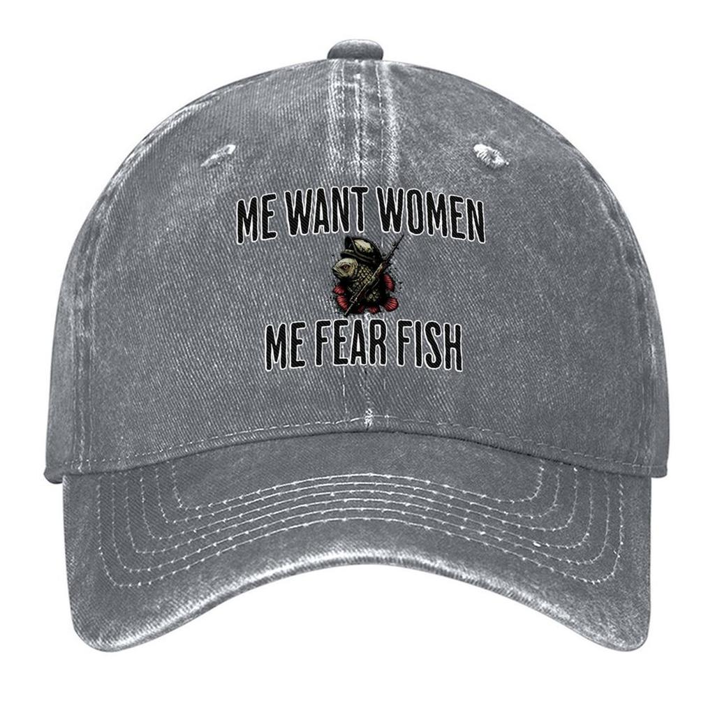 2026 Me Want Women, Me Fear Fish Baseball Cap Luxury Woman Cap Foam Party Hat Trucker Hat Golf Cap For Women Men's