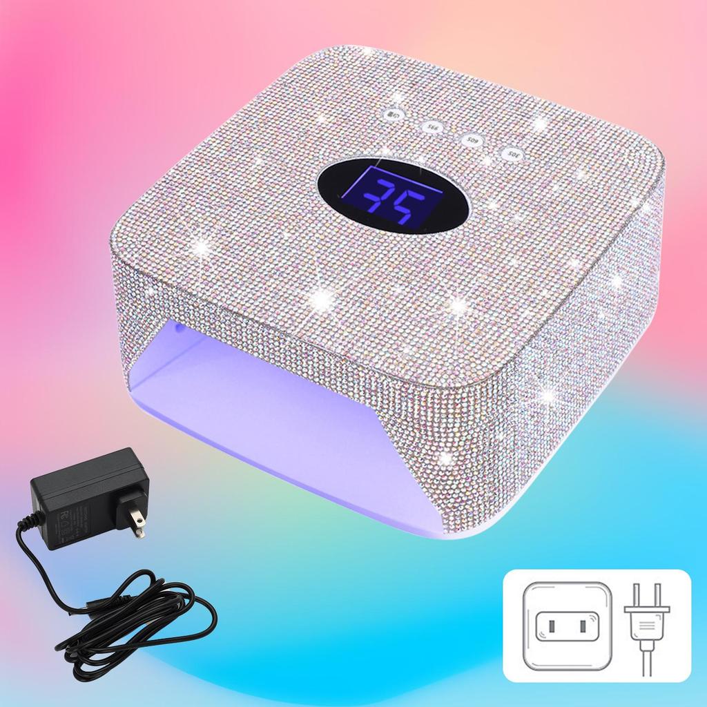 Rhinestone Wireless Rechargeable 54W Nail Lamp - Smart Induction, Quick Dry, No Blackening Hands