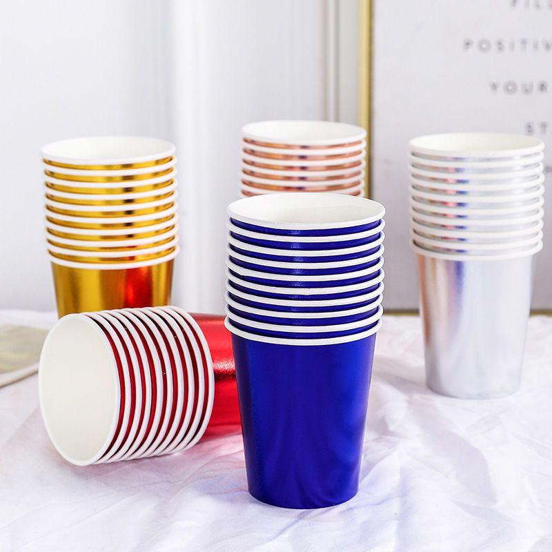 Colorful Disposable Hot Stamped Paper Cups for Children's Birthday Picnic Party