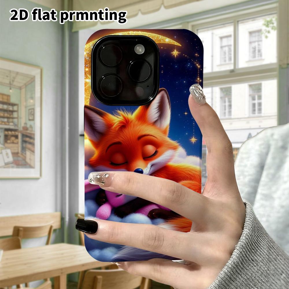 Phone Case: 2D Flat Design Suitable for iPhone 18, 17, 16, 15, 14, 13 Pro Film Protection Case, Couple Style, Sleeping Little Fox, Christmas and Hallo